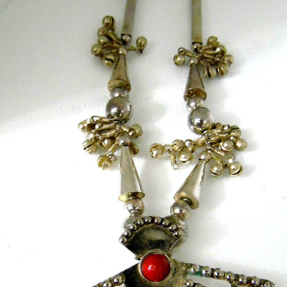 Vintage 80's Necklace Large Alloy Chunky with bell - Picture 2 of 8
